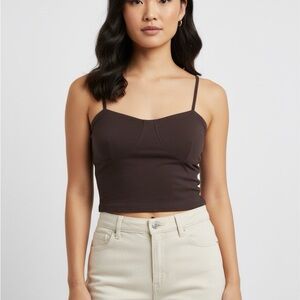 Brown Cropped Corset-Style Top Abercrombie and Fitch
